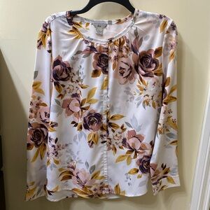 Bass long sleeve button career blouse